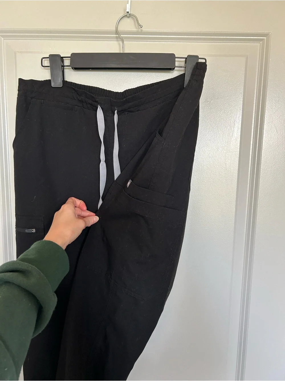 Figs Men's Cairo Black Cargo Jogger Pants with Gray Drawcord